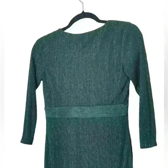 Forever 21 Emerald Green Long Sleeved Sparkly Mini Dress Medium Holiday Party - Picture 5 of 10